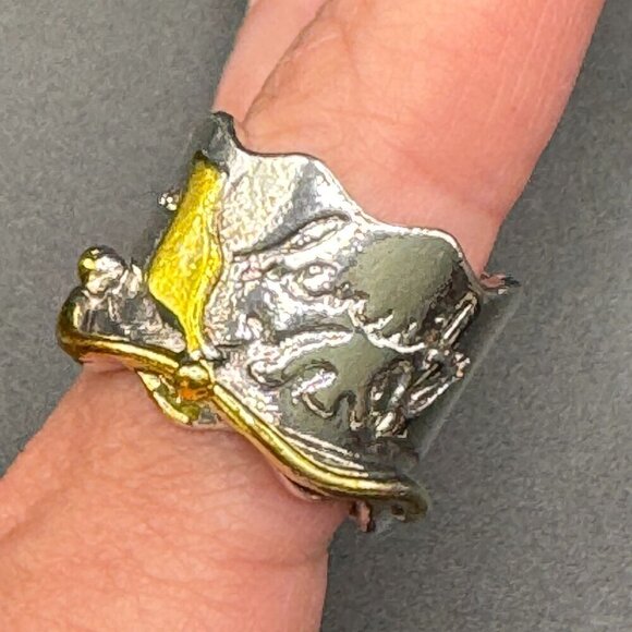 Boho Raven and Poe Inspired Two Tone Ring #1371 - Picture 4 of 8